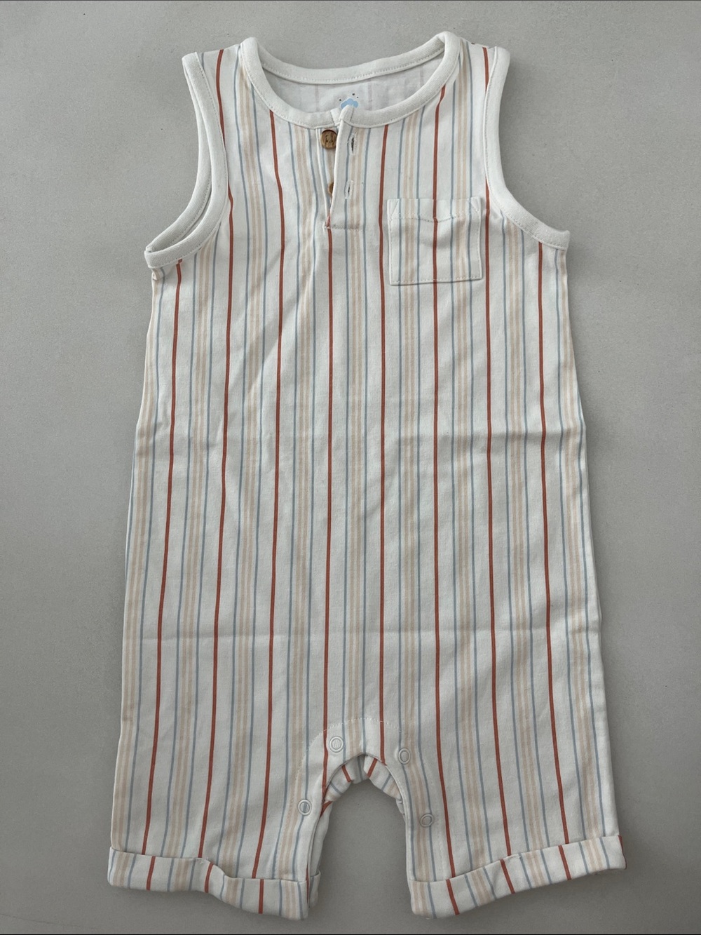 cloud island Cream Romper with Red and Blue Stripes